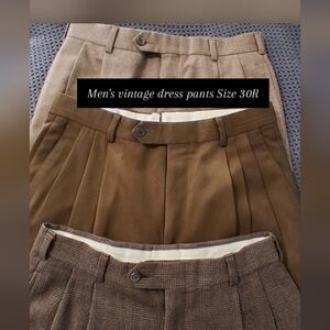 Hart Schaffner Marx Men's Brown Pleated Dress Pants Trio